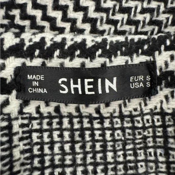SHEIN Black & White HoundstoothWomen's Long Coat, Women’s Winter Coat- Small - Picture 9 of 10